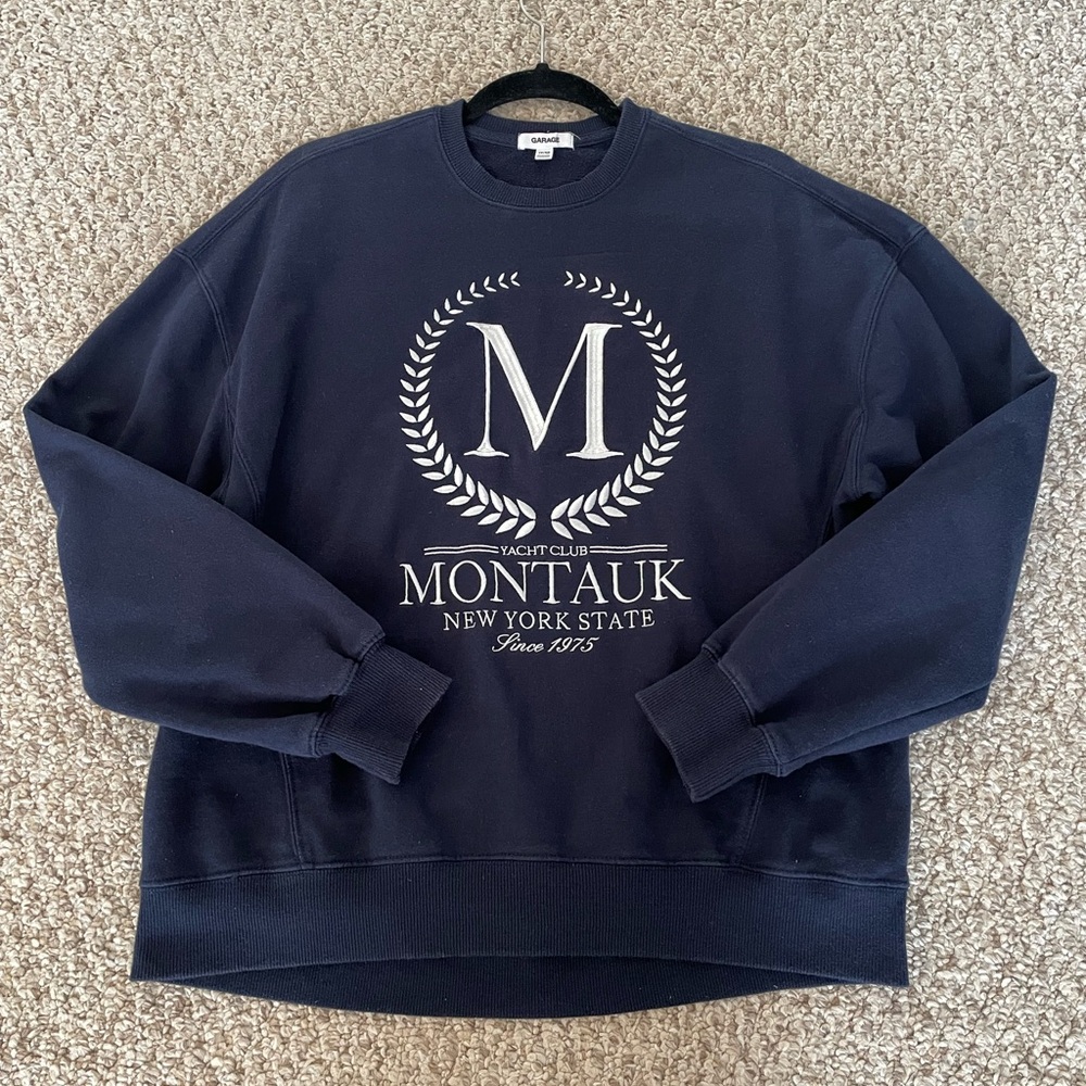 Garage Montauk Crewneck Sweatshirt – Navy | Size XS (Fits Small)